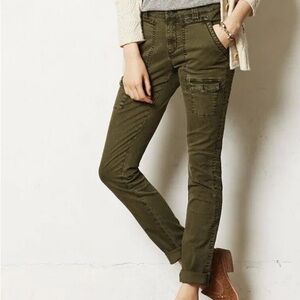 Anthropologie Pilcro & The Letterpress Army Green Cargo Pants Sz 2